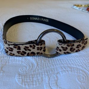 Vintage 90’s Donald J Pliner Cheetah Belt - Genuine Leather & Hair - Size L